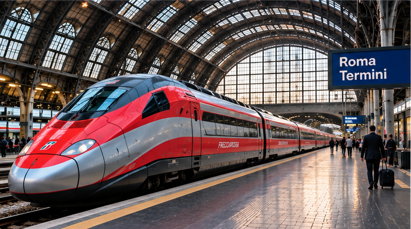 High-speed train at Roma Termini railway station in Italy
